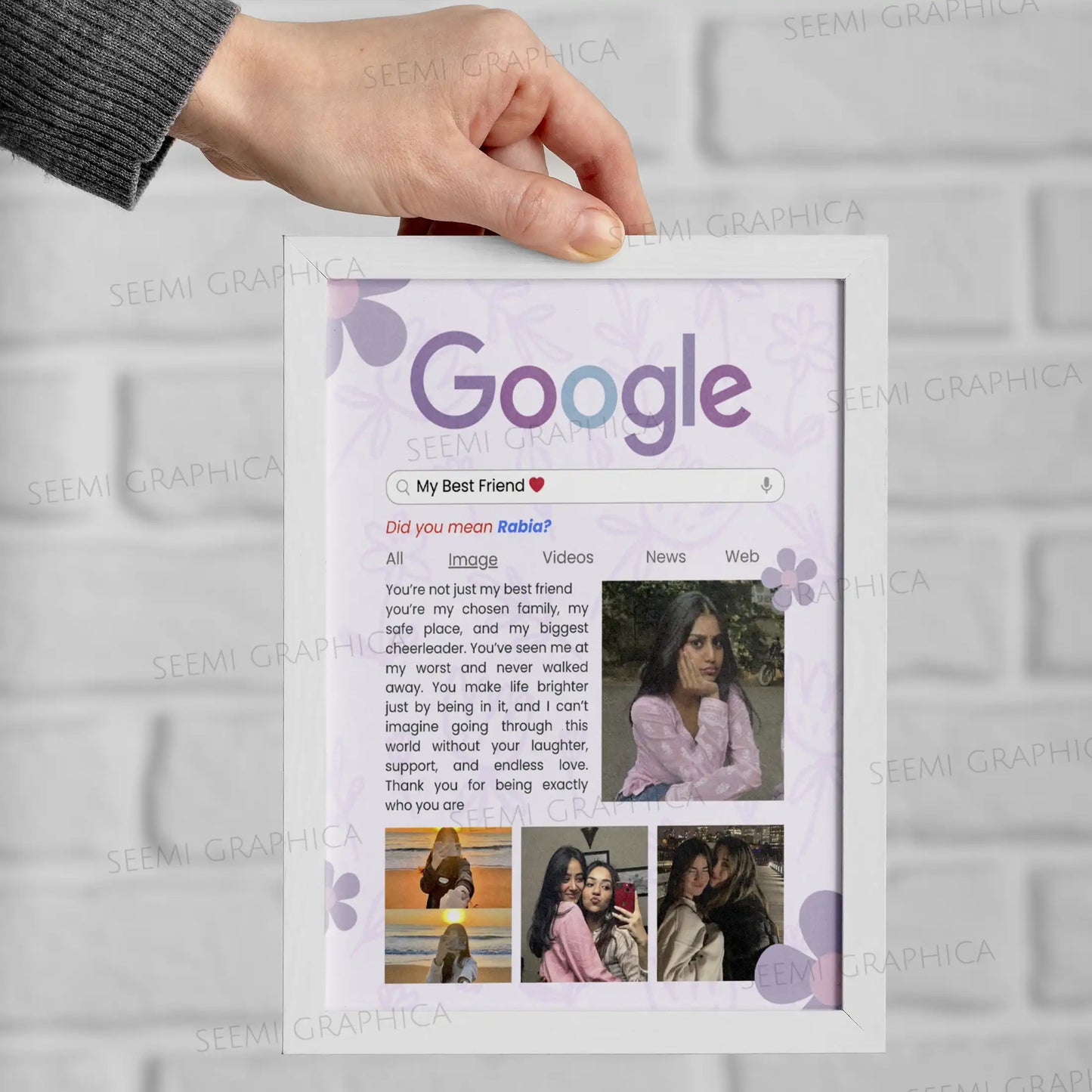Google Frame Customizable – Best Friend Frame (Girl Edition)
