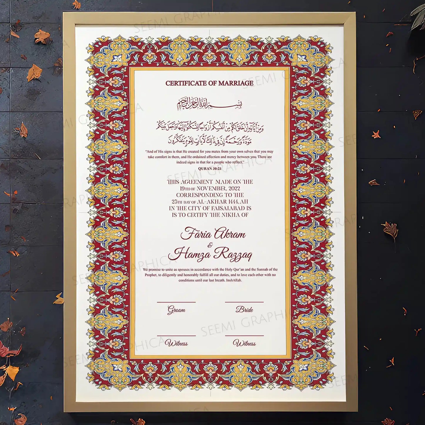 Zarafshan-Bliss Nikah Certificate