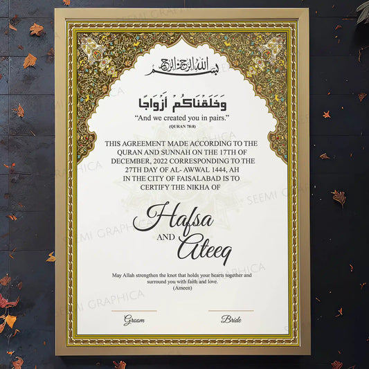 Raqs-e-Mohabbat-Royal Bliss Nikah Certificate