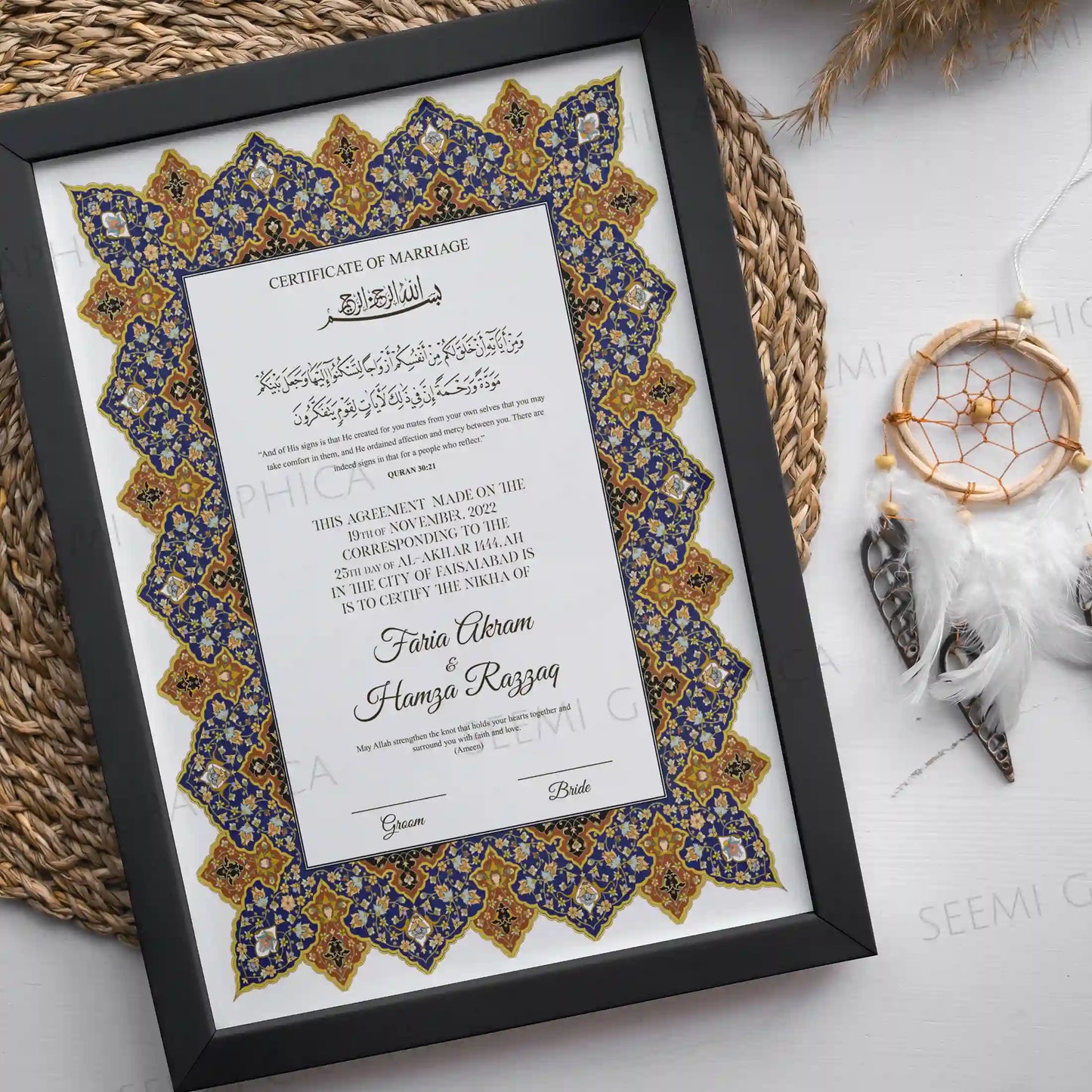 Harf-e-Wafa-Bliss Nikah Certificate