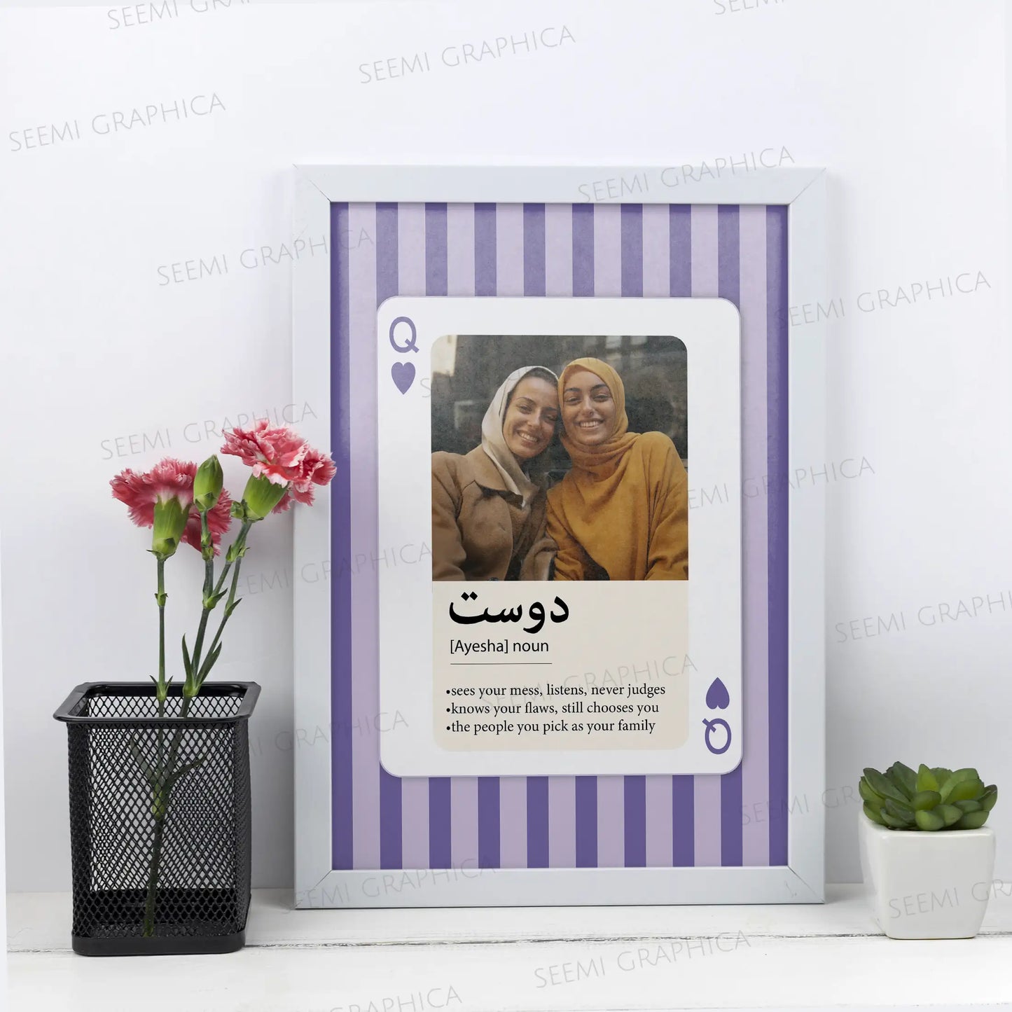 Friend Text Frame – Personalized Playing Card Frame for Boy/Girl
