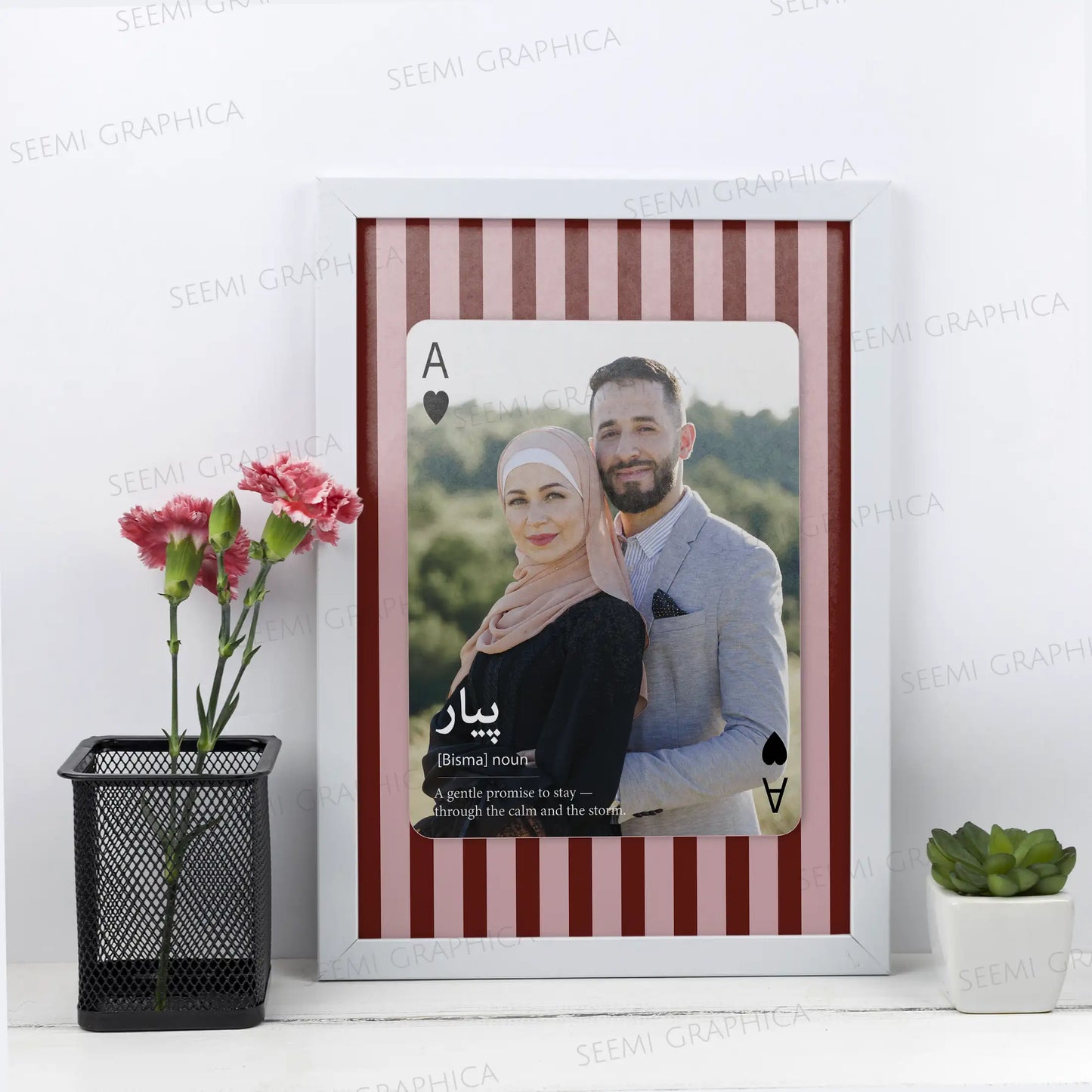 Love Text Frame – Personalized Playing Card Photo Frame