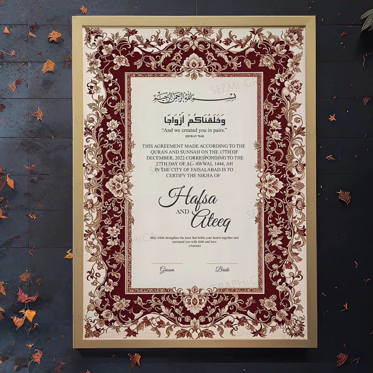 Ghazal-Bliss Nikah Certificate