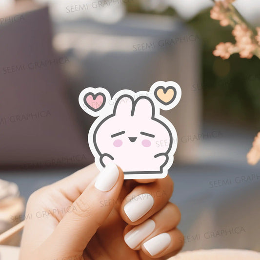 Kawaii Blush Bunny - Sticker