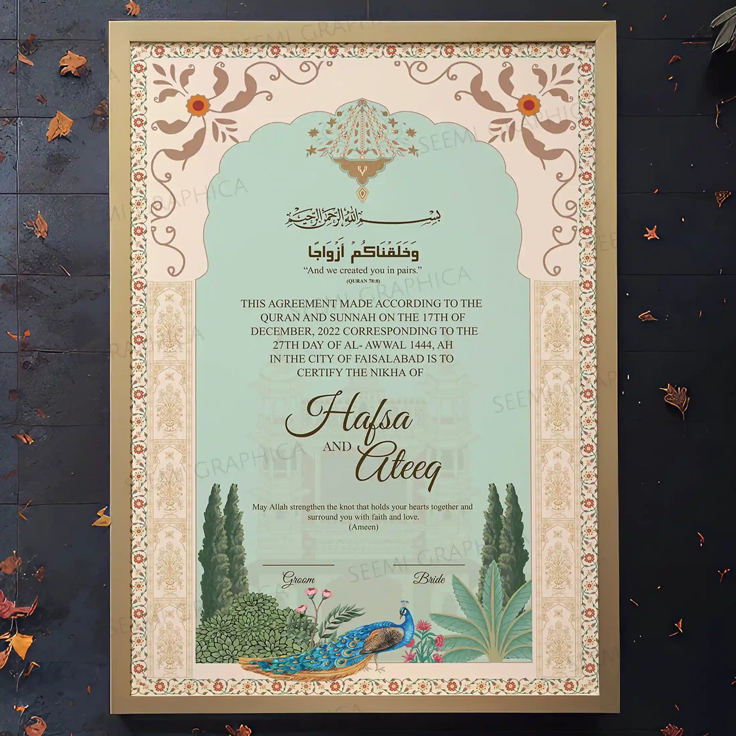 Morani-Royal Bliss Nikah Certificate