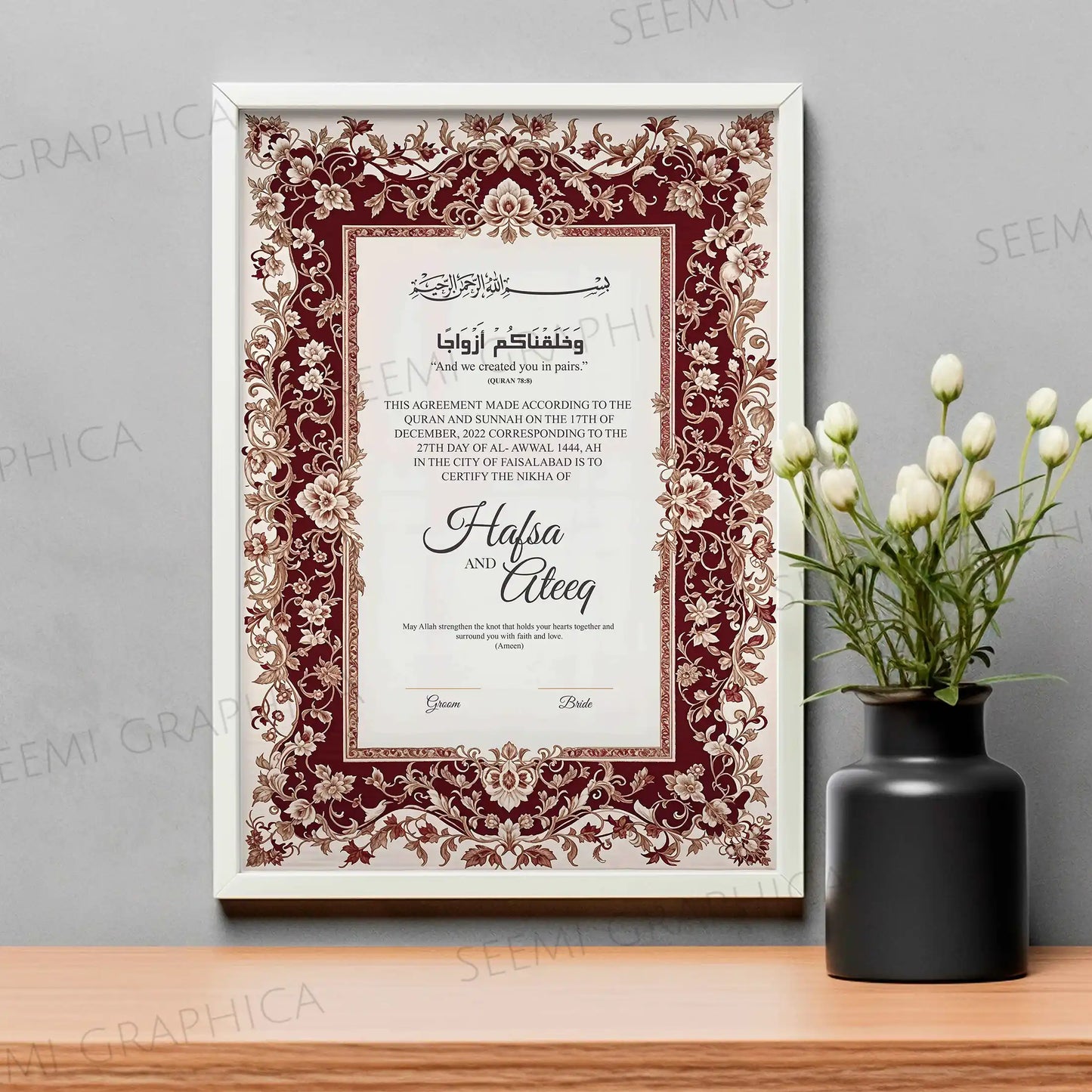 Ghazal-Bliss Nikah Certificate