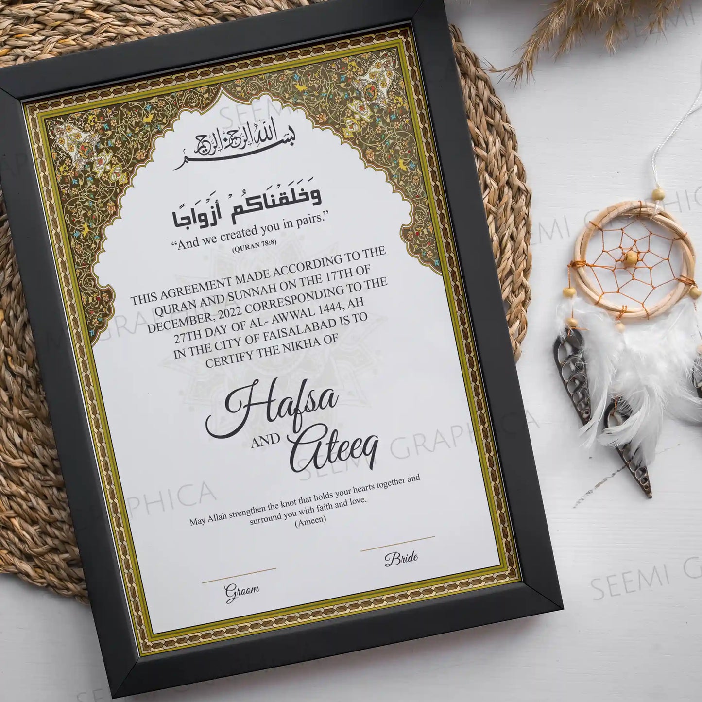 Raqs-e-Mohabbat-Royal Bliss Nikah Certificate