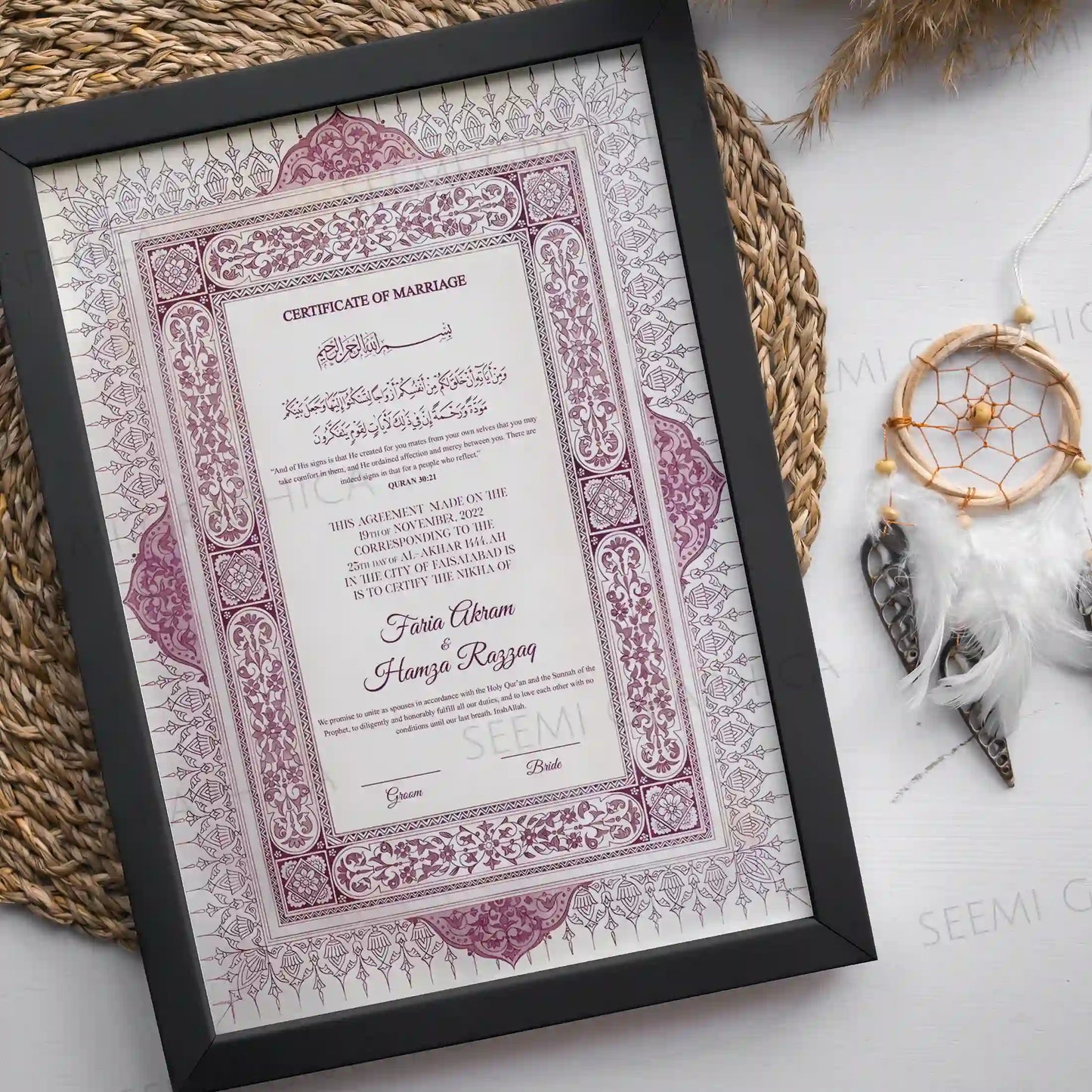 Taj-Bliss Nikah Certificate