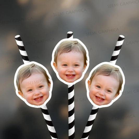 Personalised Photo Face Straw
