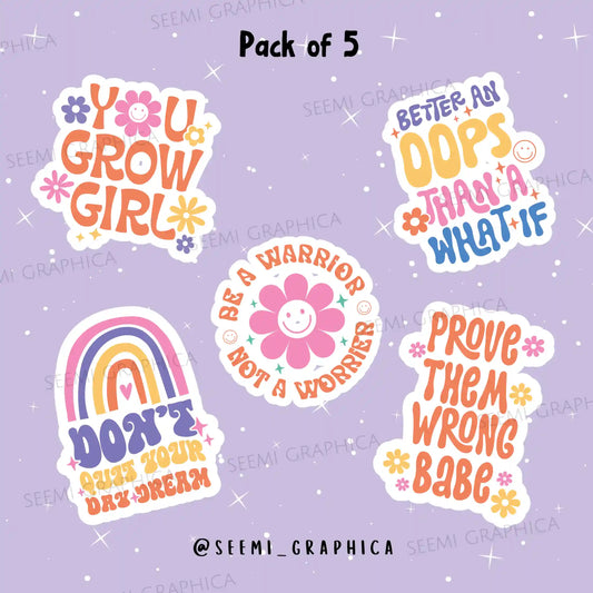Positive Vibes Retro - Pack of 5 Stickers