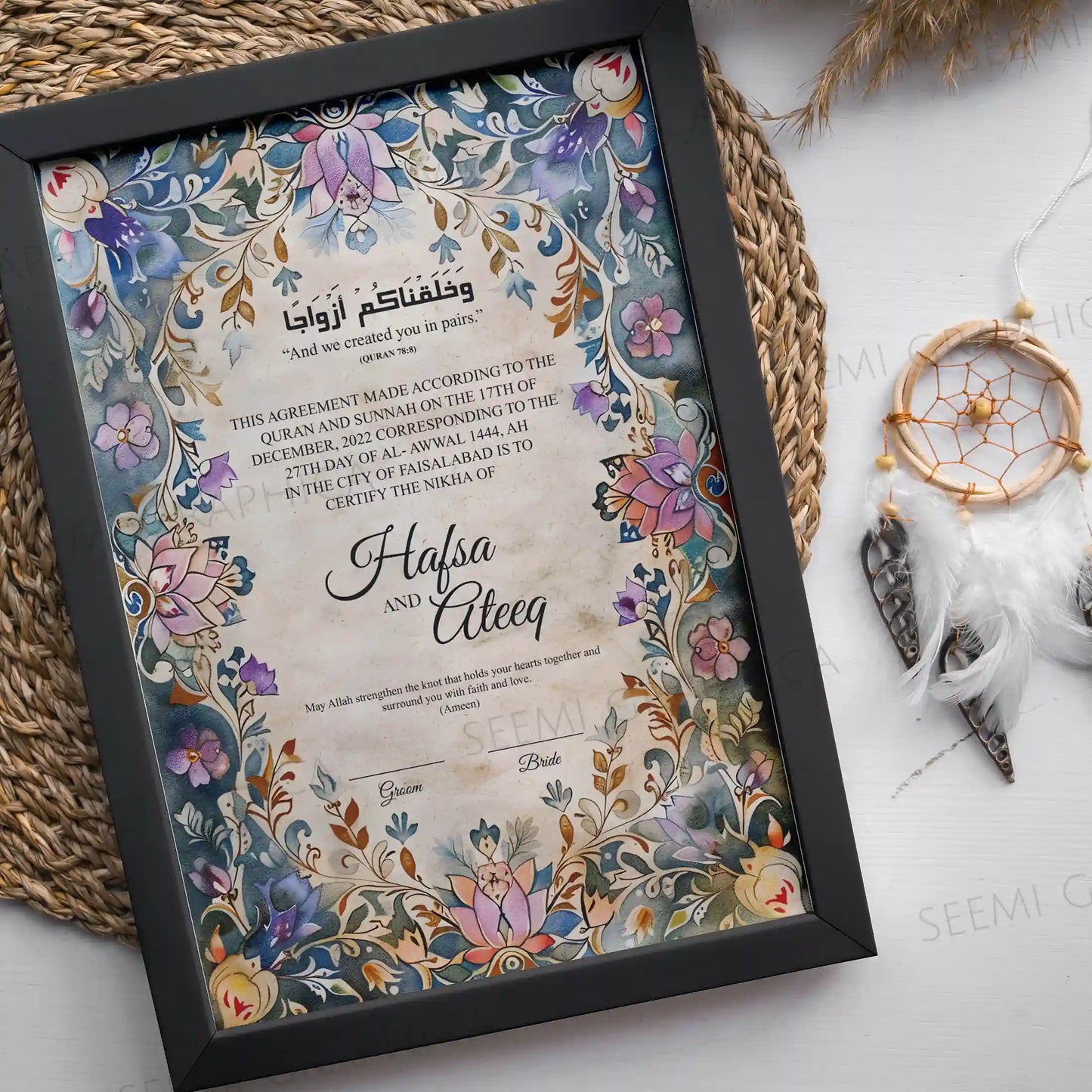 Shafaq-Signature Nikah Certificate