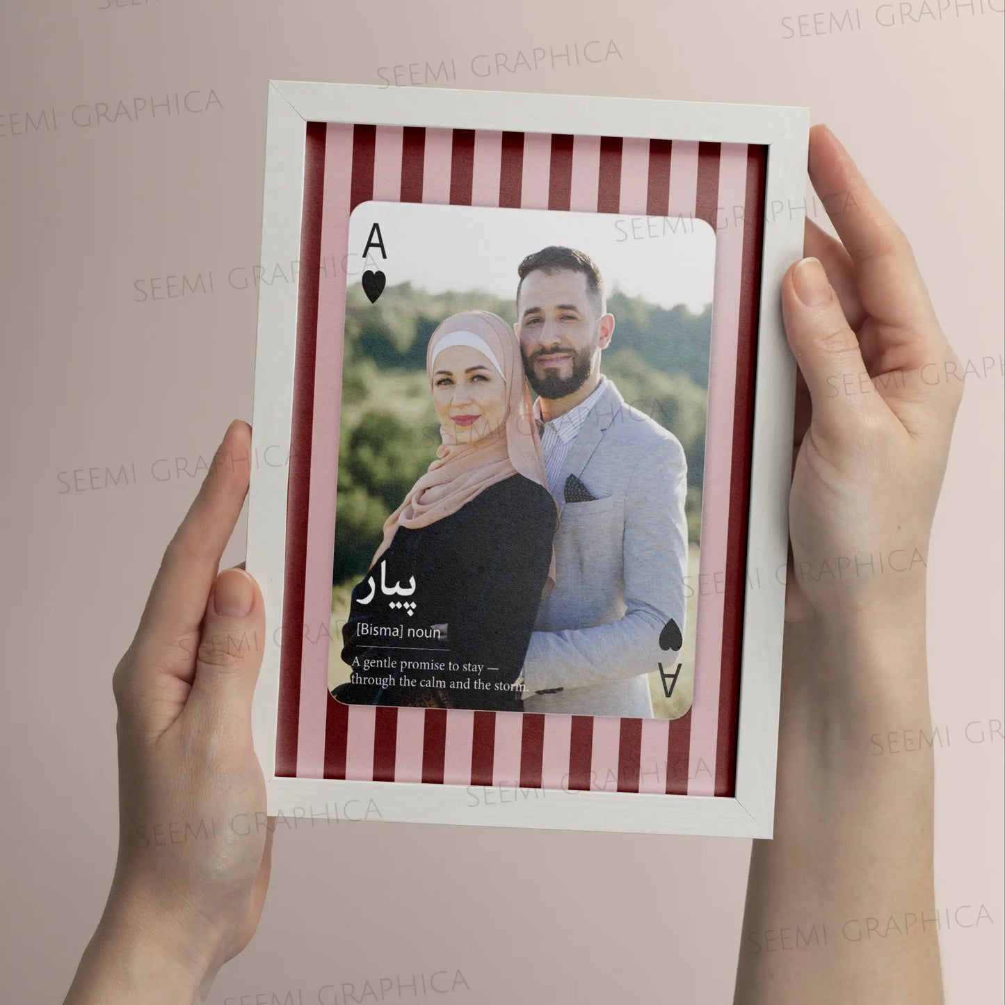 Love Text Frame – Personalized Playing Card Photo Frame