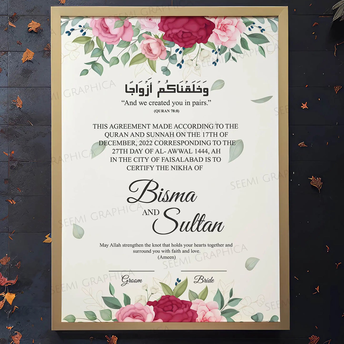 Shabnam-Bliss Nikah Certificate