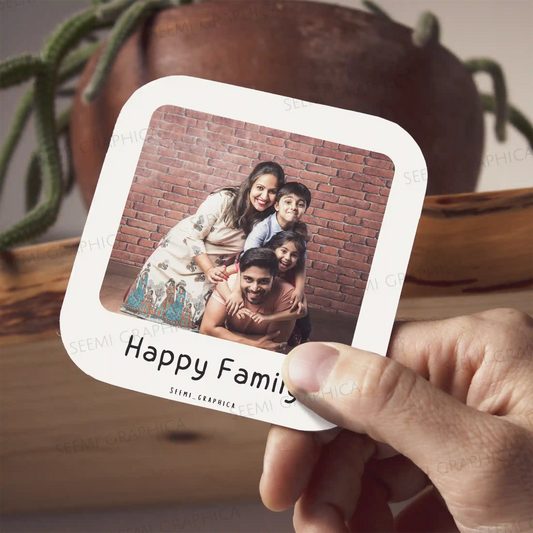 Round Polaroid Photo And Text Fridge Magnet