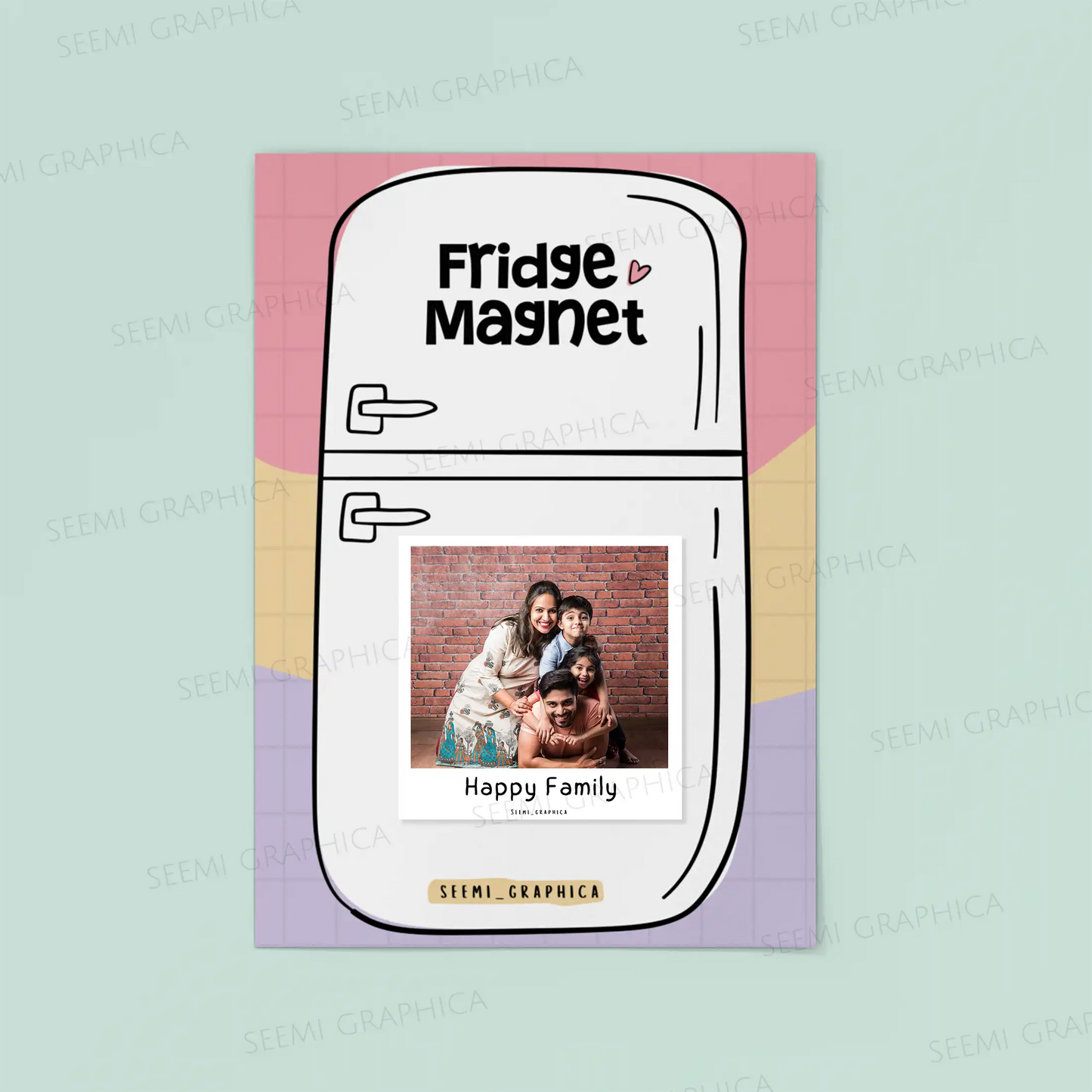 Square Polaroid Photo And Text Fridge Magnet