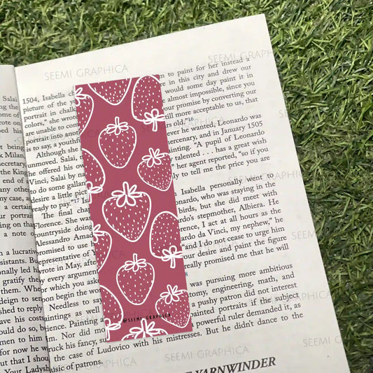Berry Cute Strawberry Long Bookmark