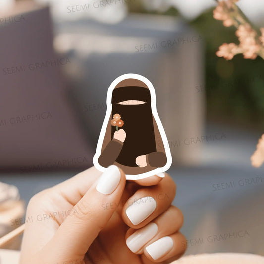 Niqabi Girl with Flowers - Sticker
