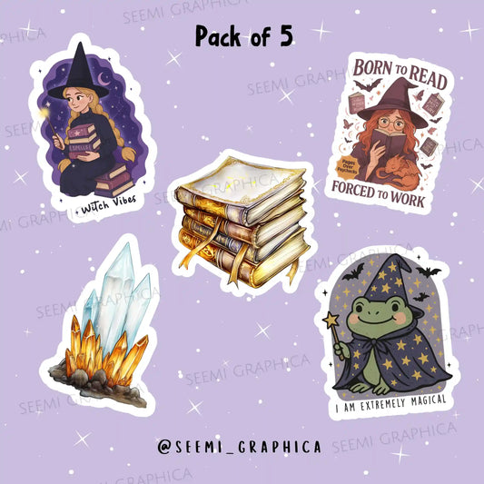 Witchy Book Lover - Pack of 5 Stickers