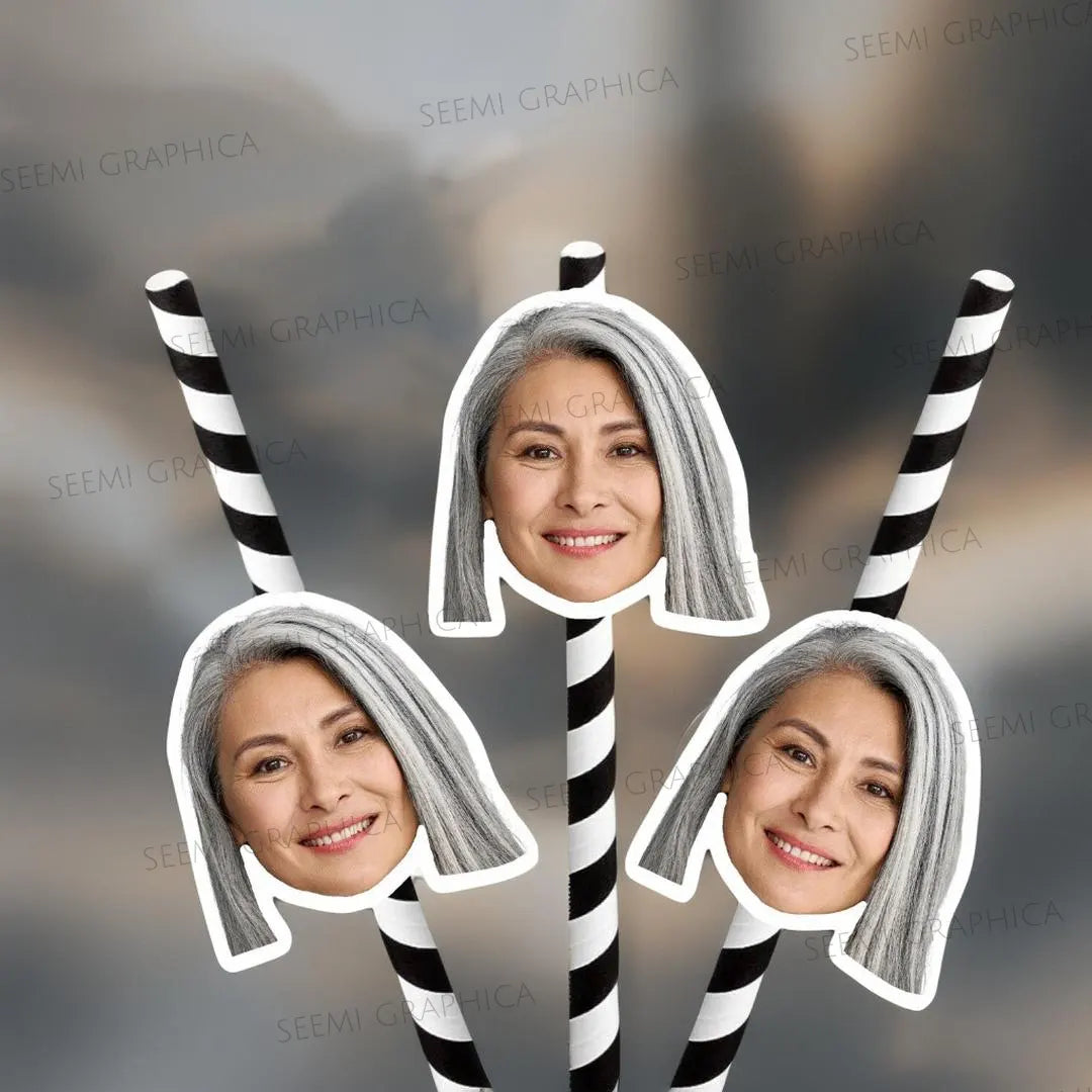 Personalised Photo Face Straw