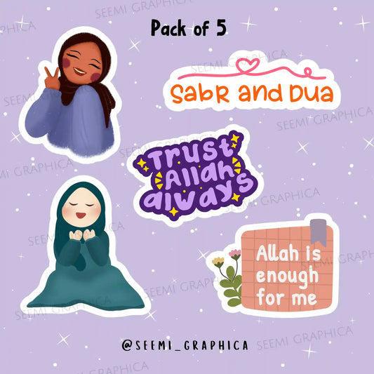 Islamic Girl & Dua - Pack of 5 Stickers