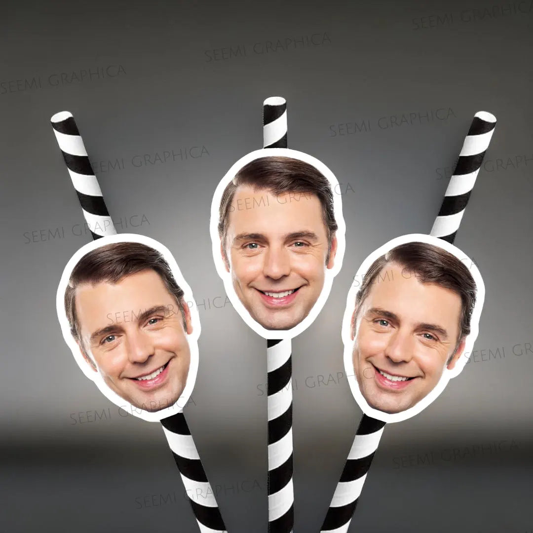 Personalised Photo Face Straw