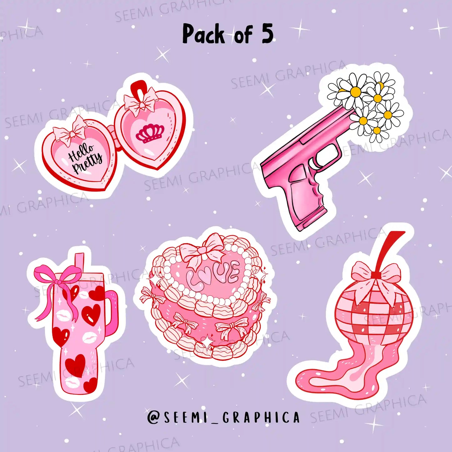 Coquette Pink - Pack of 5 Stickers