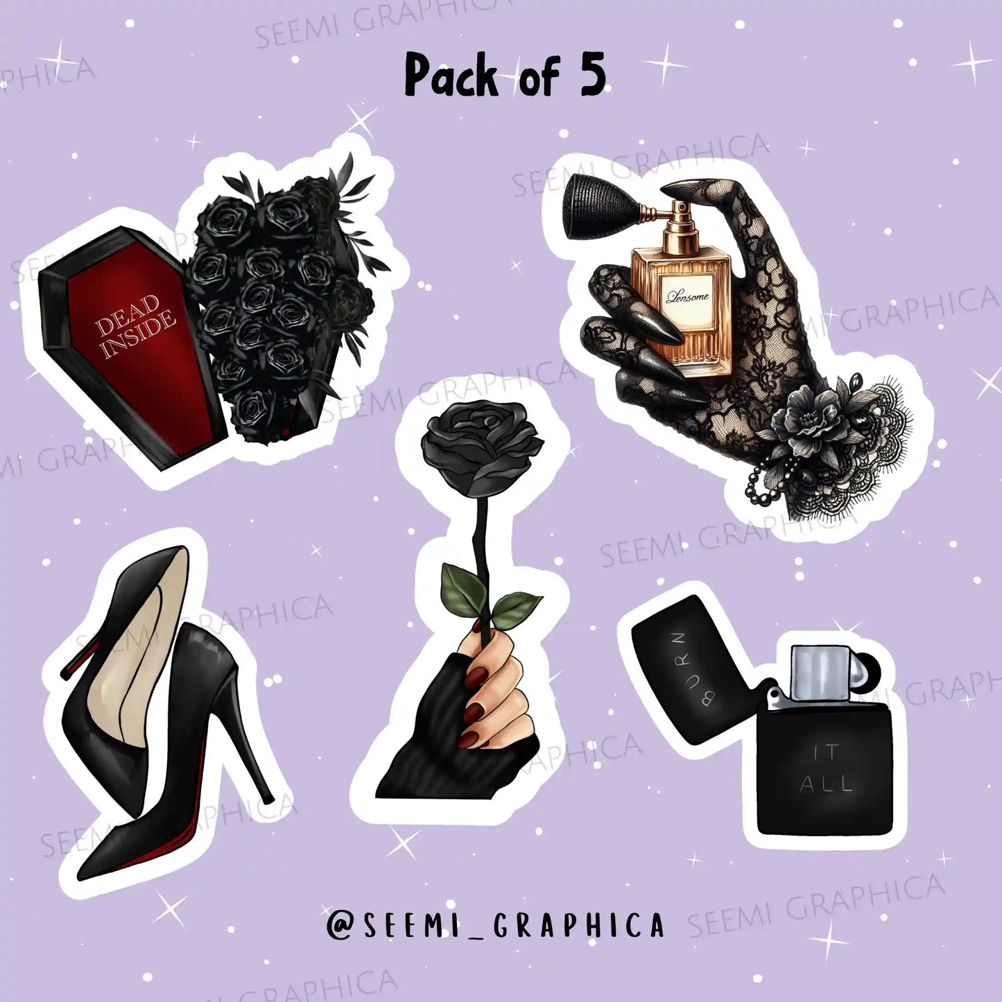 Dark Aesthetic Sticker - Pack of 5 Stickers