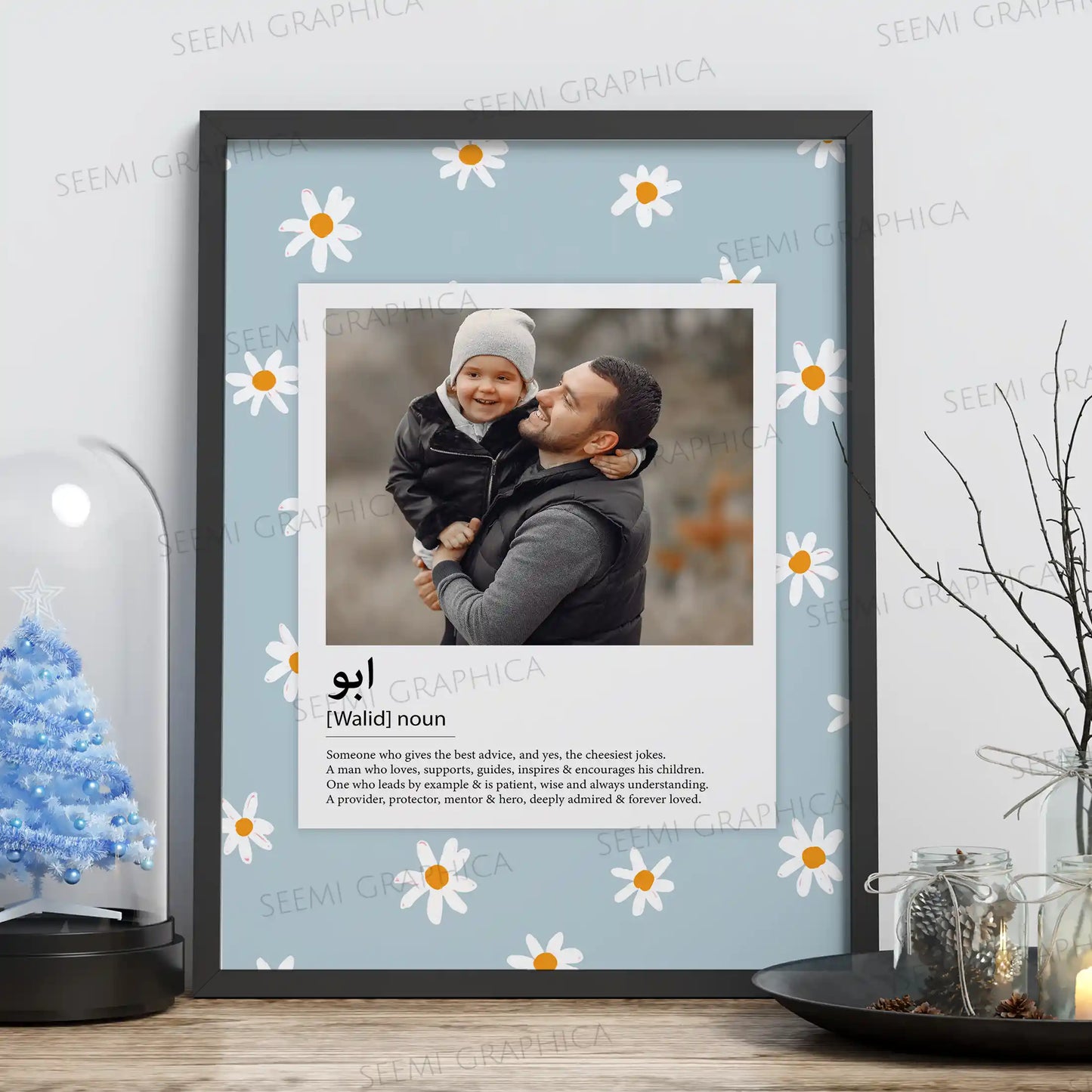 Personalized 3D Polaroid Photo Frame for Father/Abu
