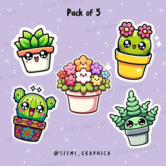 Cute Plant Lover - Pack of 5 Stickers