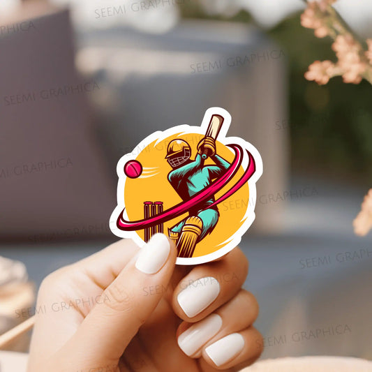 Cricketer in Action - Sticker