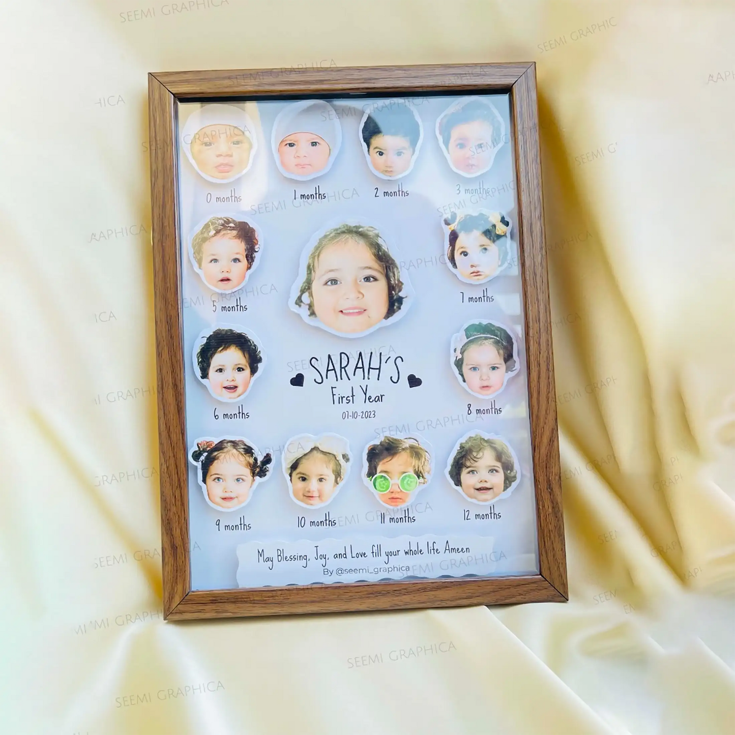 3D Embossed Baby Milestone Frame