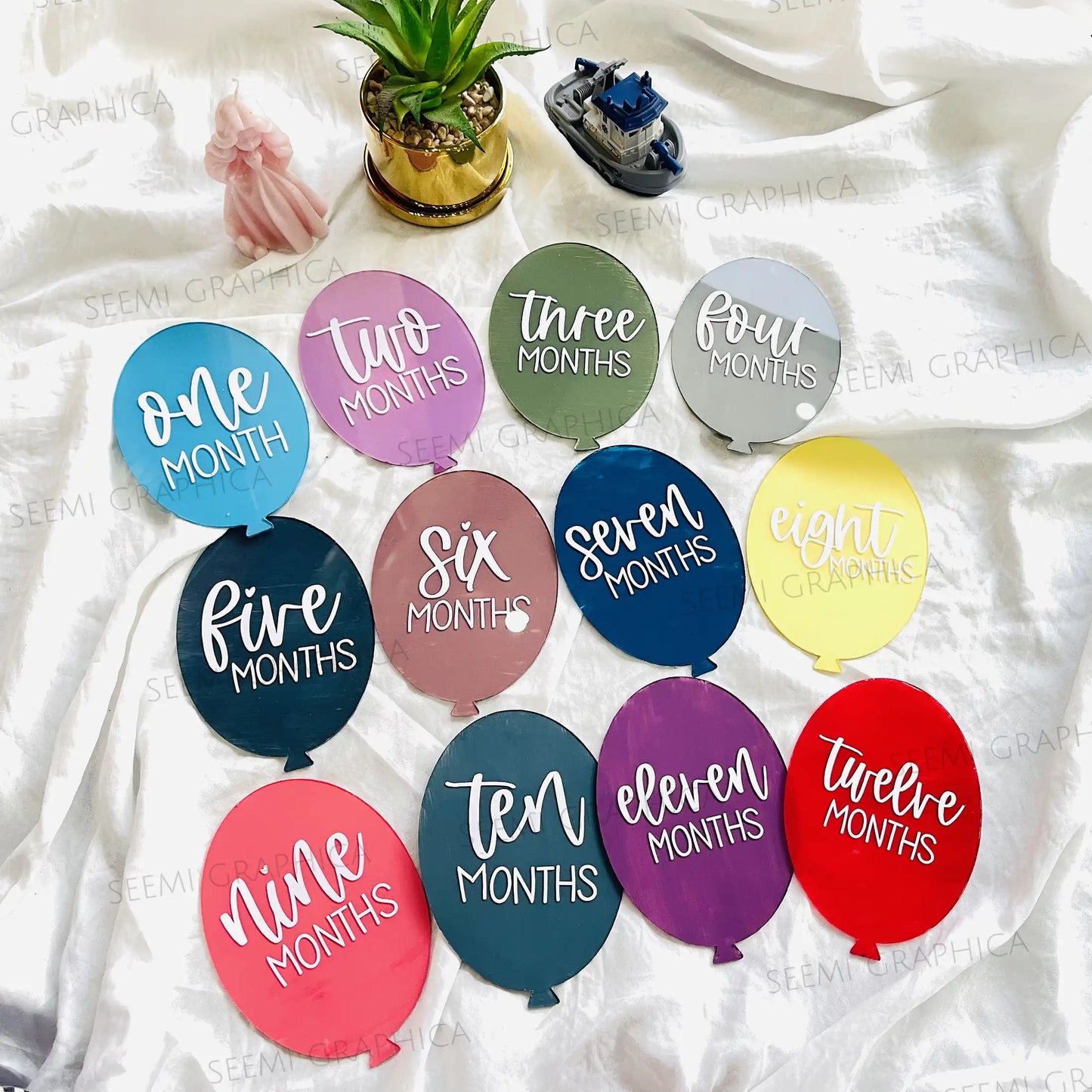 BalloonBloom Baby 1-12 Months Milestone Discs