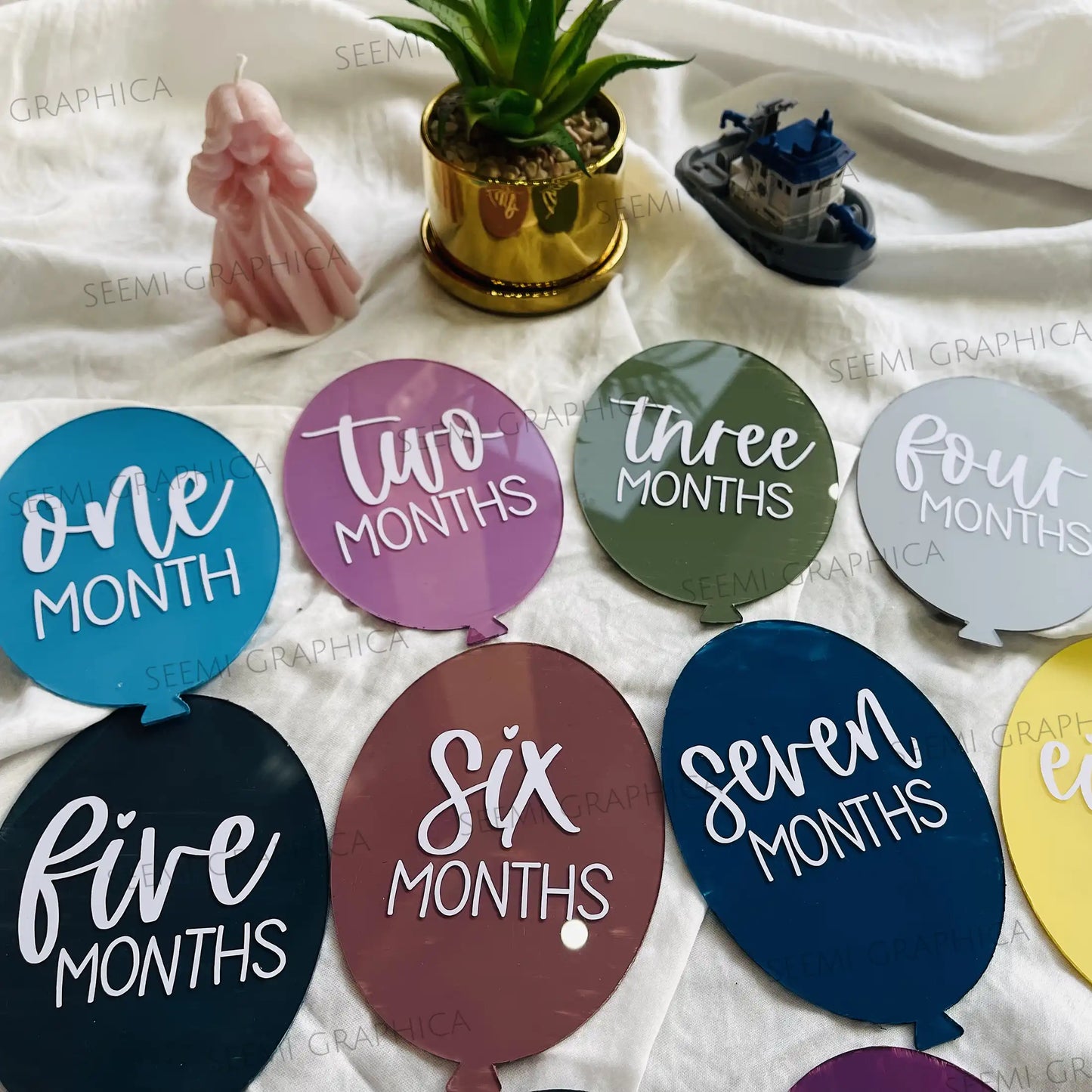 BalloonBloom Baby 1-12 Months Milestone Discs
