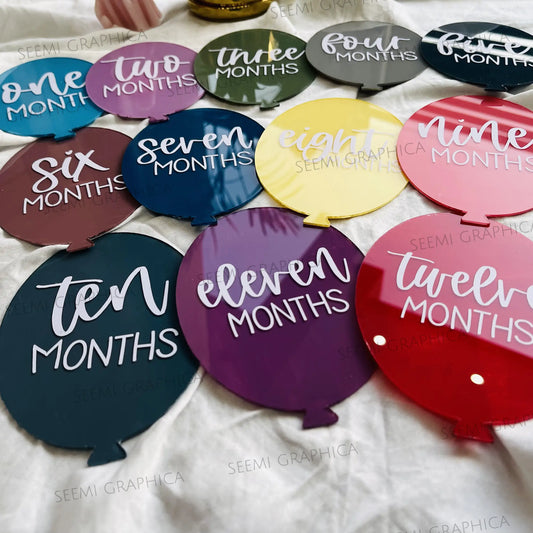 BalloonBloom Baby 1-12 Months Milestone Discs