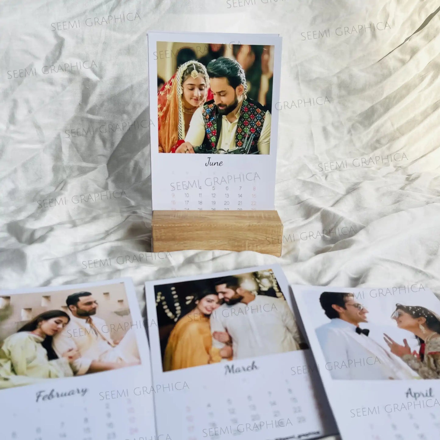 Custom Year Calendar with Photos & Stand | Personalised Gift