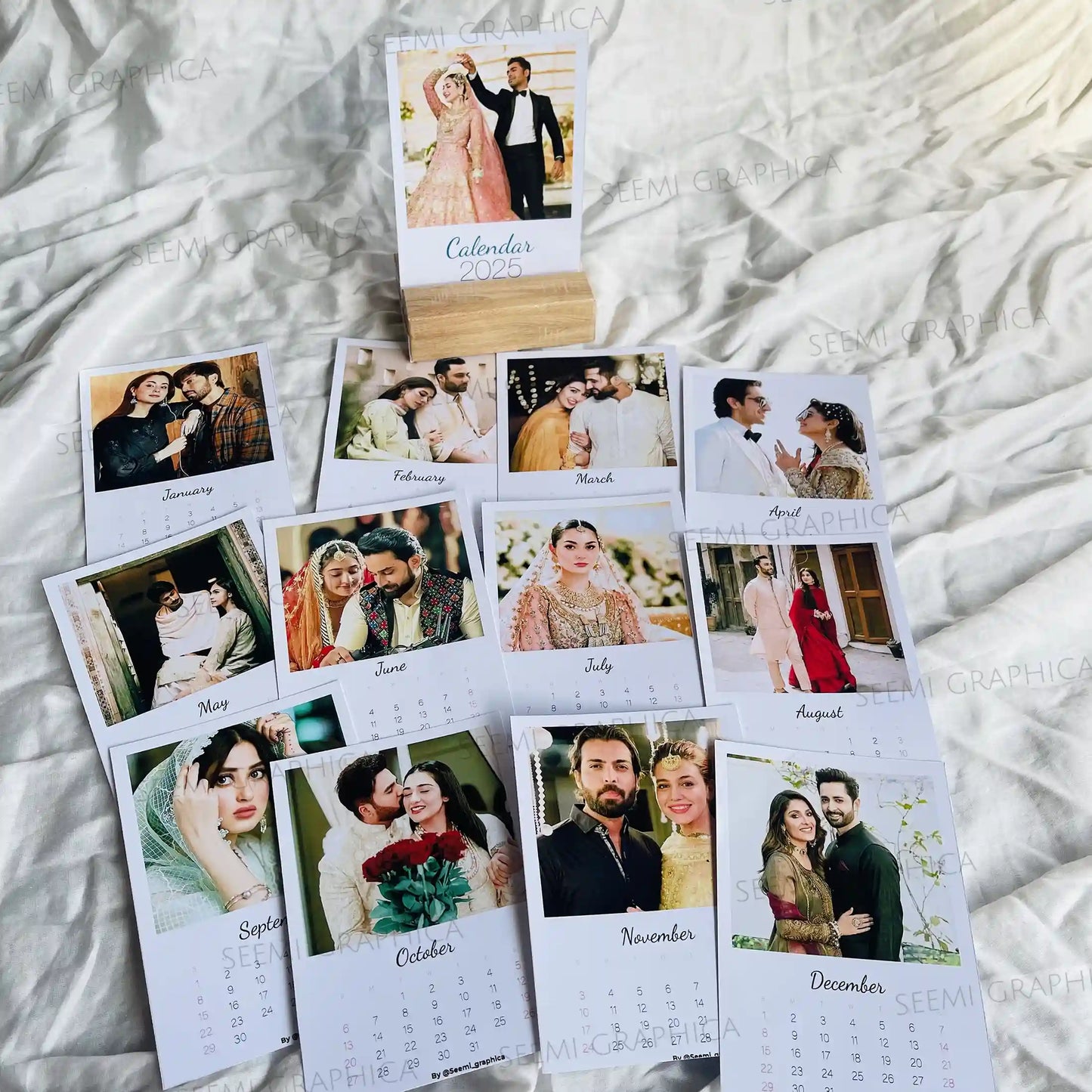 Custom Year Calendar with Photos & Stand | Personalised Gift