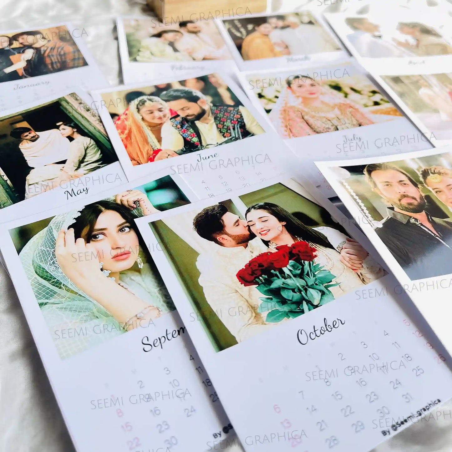 Custom Year Calendar with Photos & Stand | Personalised Gift