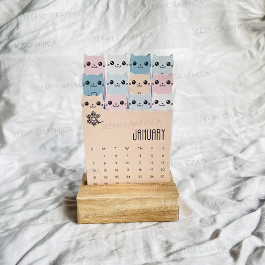 2025 Cat Desk Calendar – Cute Die-Cut