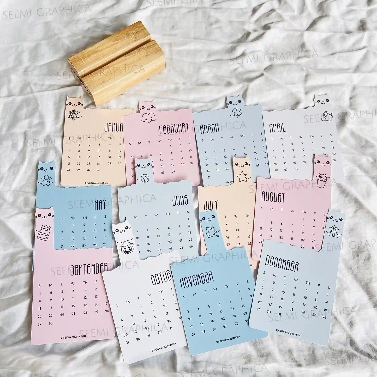 2025 Cat Desk Calendar – Cute Die-Cut