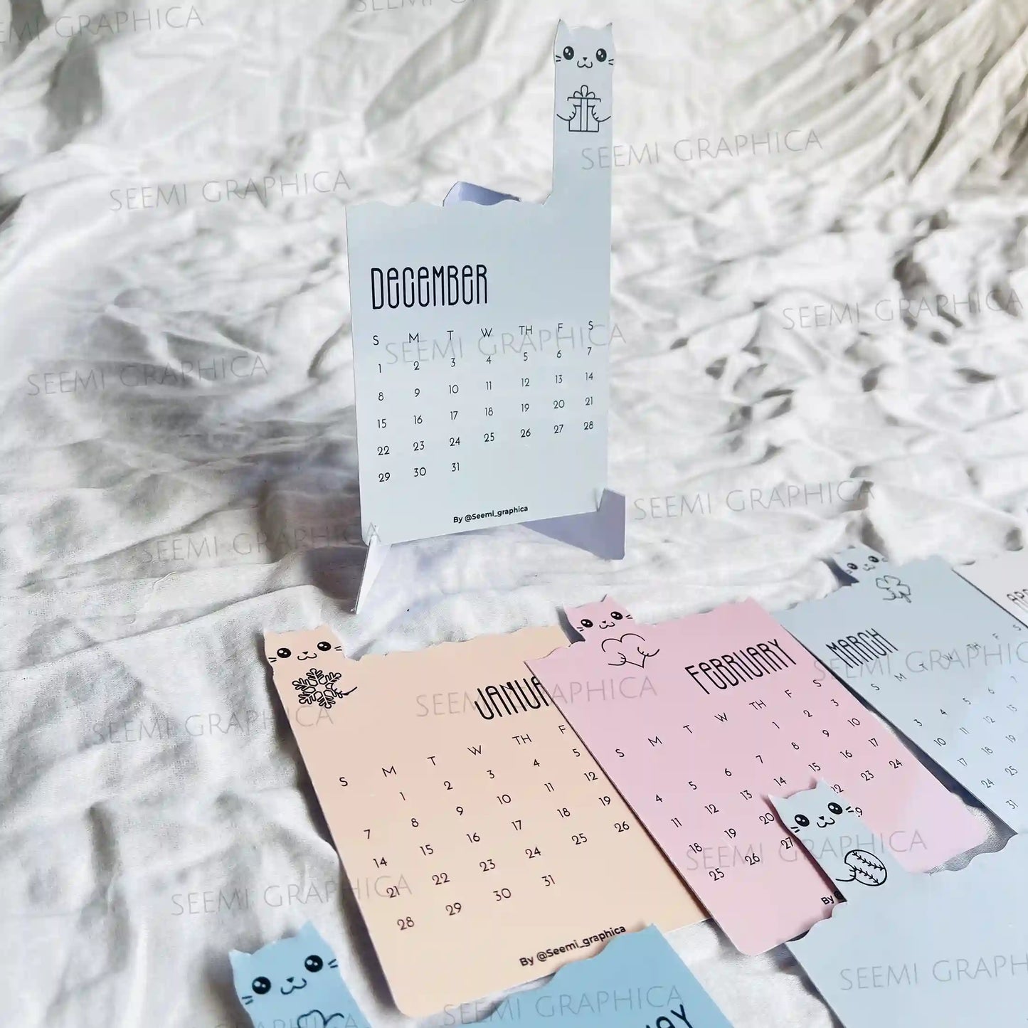 2025 Cat Desk Calendar – Cute Die-Cut