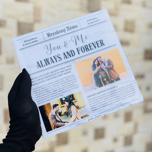 Couple Newspaper Story Resin Sheen Photo