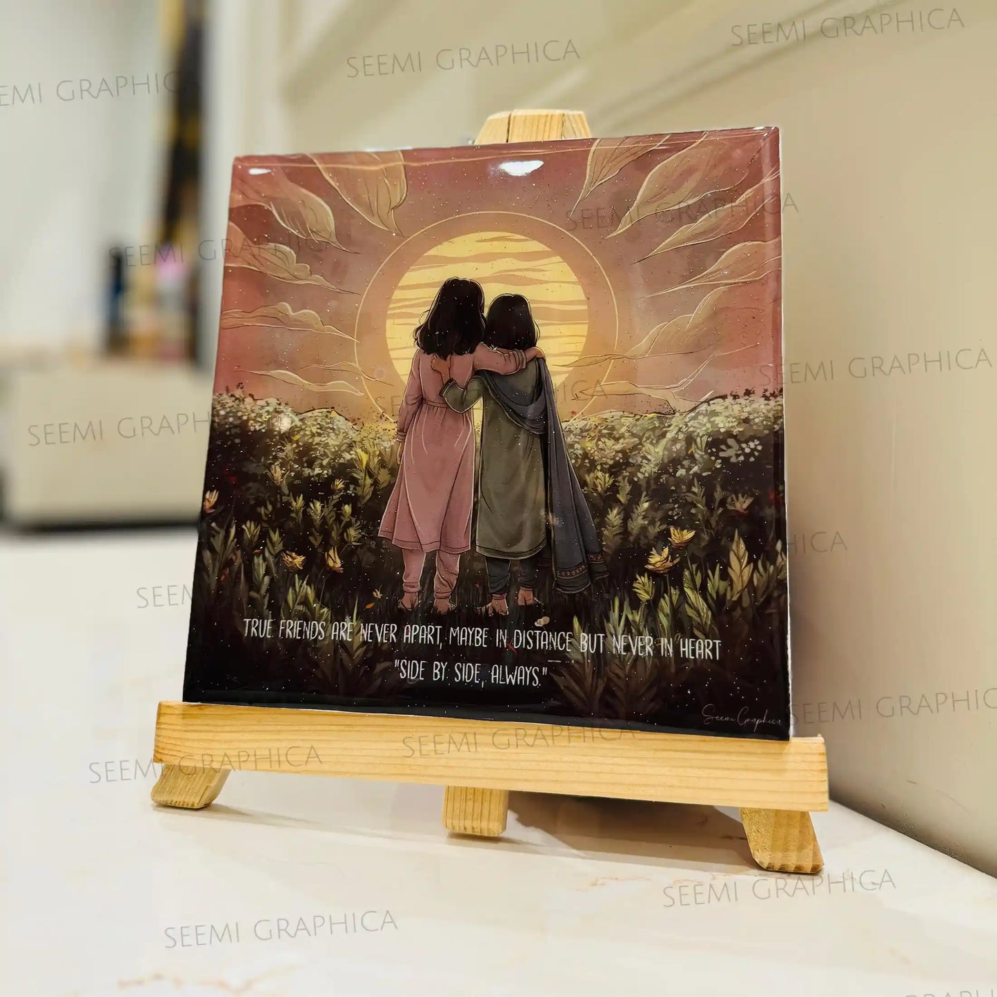 Friendship square Resin Sheen Art