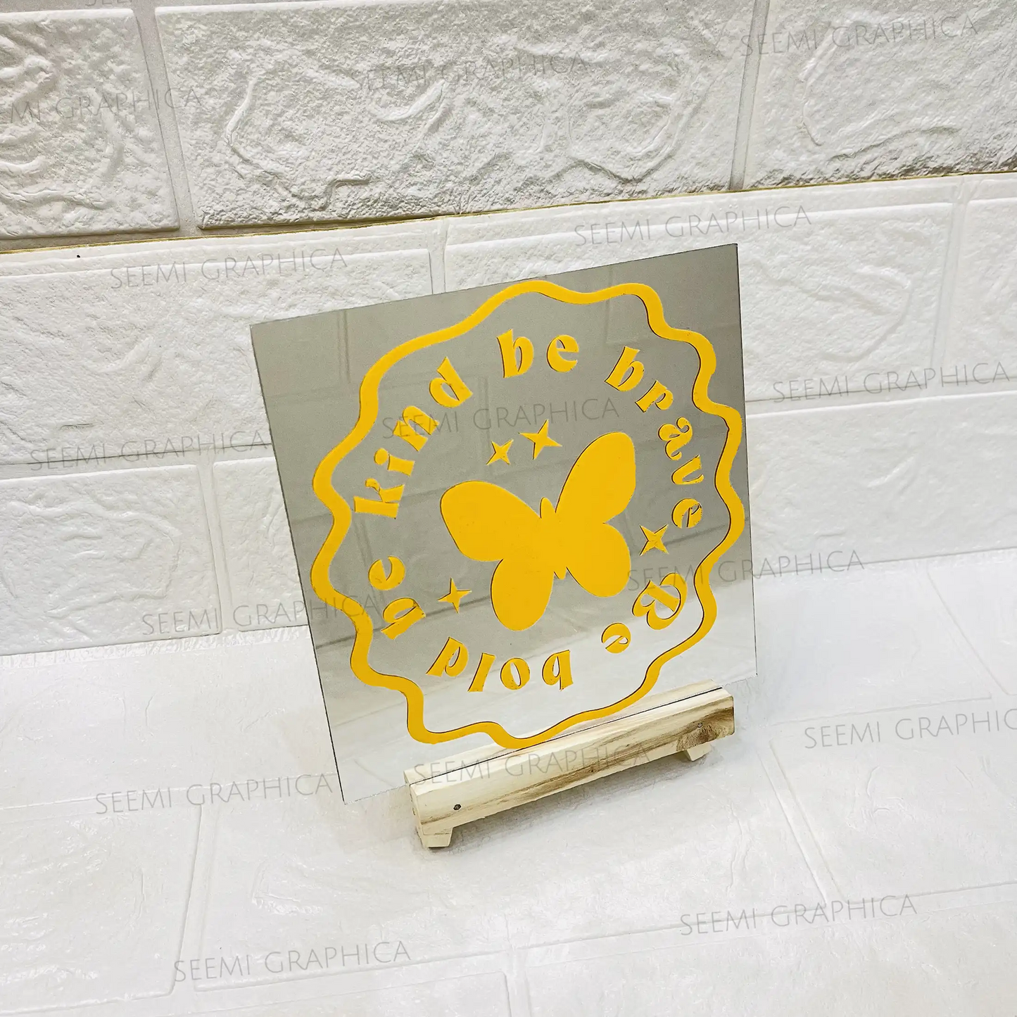 Be bold be kind be brave-Square Mirror