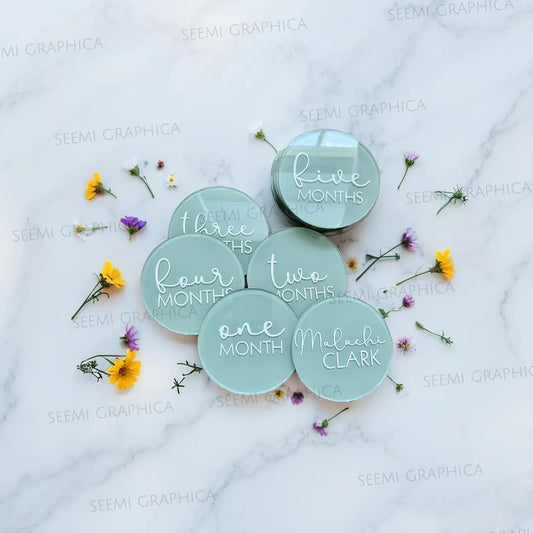 Acrylic Round Disc Baby 6-12 Months Milestone