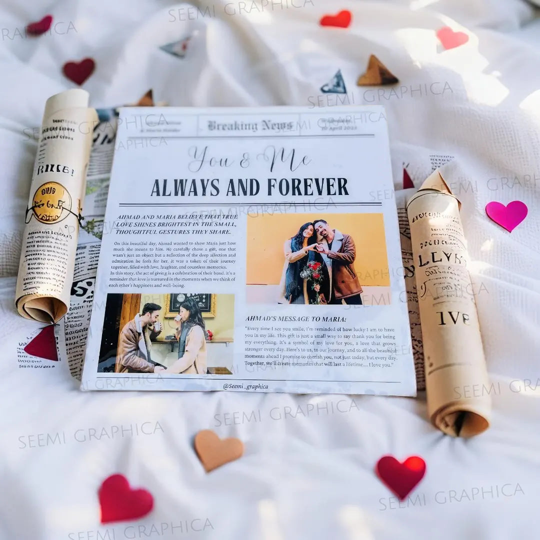 Couple Newspaper Story Resin Sheen Photo