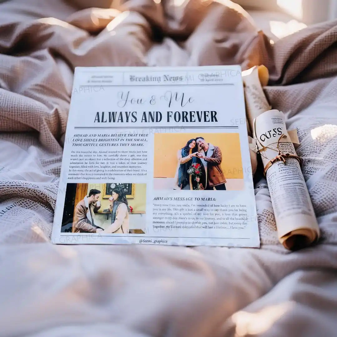 Couple Newspaper Story Resin Sheen Photo