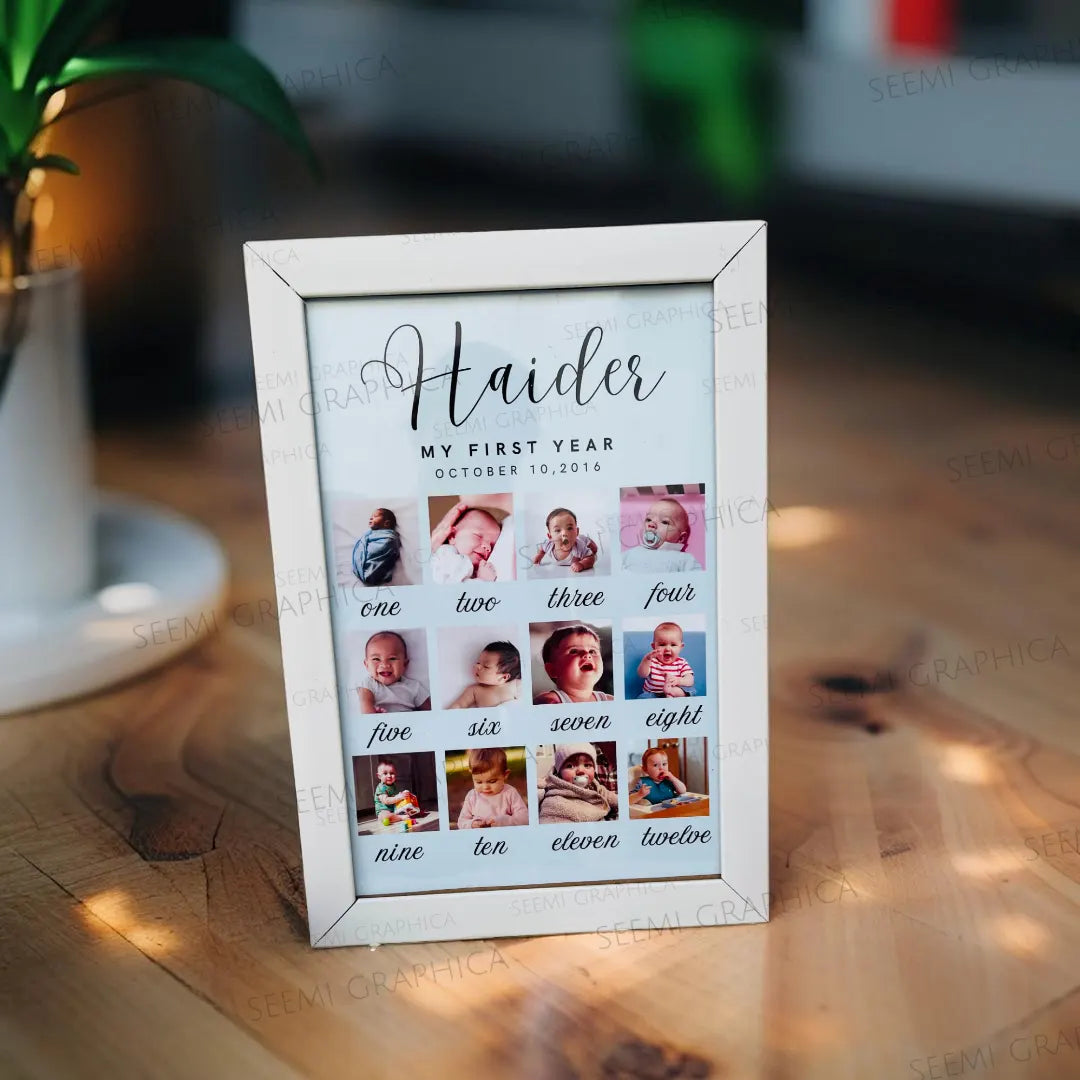 Baby Boy 12 Months Milestone Photo Frame