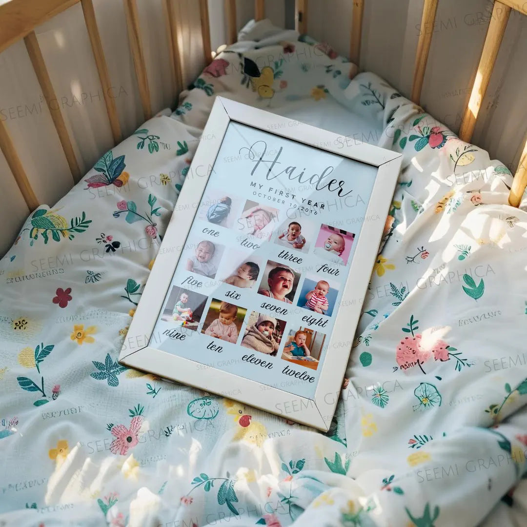 Baby Boy 12 Months Milestone Photo Frame