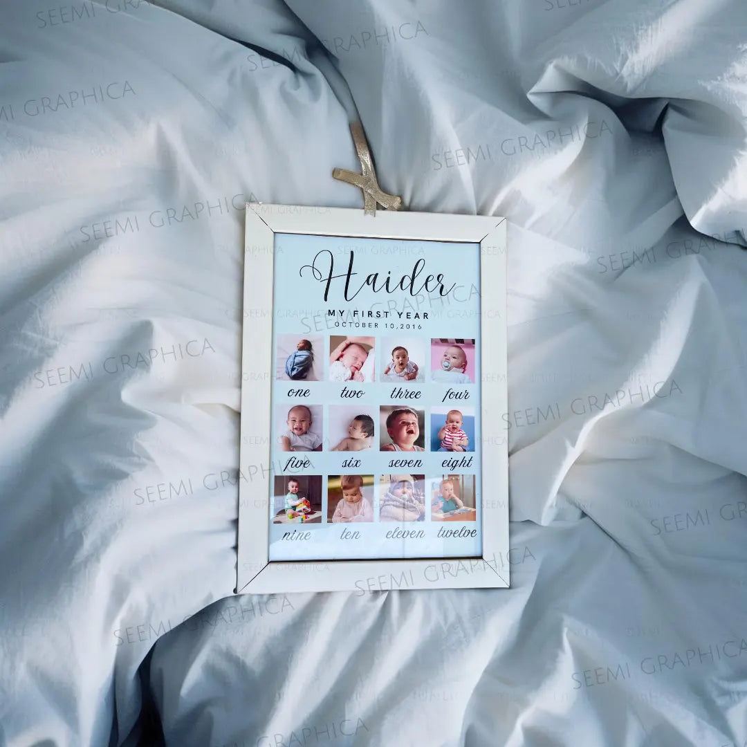 Baby Boy 12 Months Milestone Photo Frame
