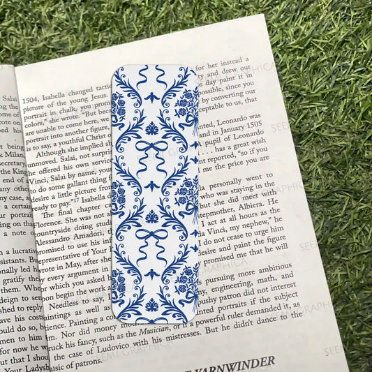 Blue Floral Long Bookmark
